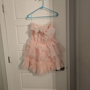Francesca's Collections Pink Ruffle Mini Dress